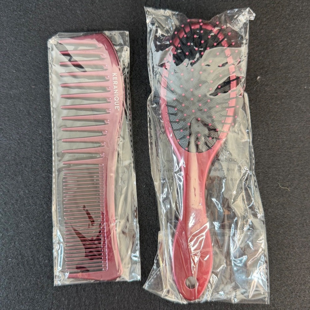 Keranique Anti Breakage Hair Styling Brush Comb Set 2 Pack
